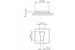 Накладка на цилиндр Tupai 4049 5S Q тонкое квадратное основание (хром/03); ?>