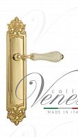Дверная ручка на планке Venezia Colosseo PASS проходная PL96 (полир. латунь с белой керамикой паутинка)