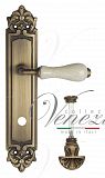 Дверная ручка на планке Venezia Colosseo WC-4 сантехническая PL96 (мат. бронза с белой керамикой паутинка)