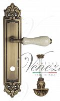 Дверная ручка на планке Venezia Colosseo WC-4 сантехническая PL96 (мат. бронза с белой керамикой паутинка)