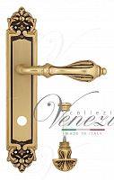 Дверная ручка на планке Venezia Anafesto WC-4 сантехническая PL96 (французское золото + коричневый)