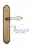 Дверная ручка на планке Venezia Colosseo PASS проходная PL98 (мат. бронза с белой керамикой паутинка)