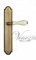 Дверная ручка на планке Venezia Colosseo PASS проходная PL98 (мат. бронза с белой керамикой паутинка)