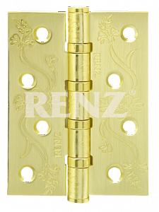 Дверная петля универ. RENZ DECOR 100мм (матовая латунь) декоративная с узором FL 100-4BB FH SG; ?>