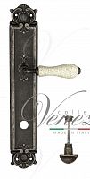 Дверная ручка на планке Venezia Colosseo WC сантехническая PL97 (ант. серебро с белой керамикой паутинка)