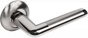 Дверная ручка CdeB на круглой розетке 040-70 Ингрид SN/NP (ник.мат./хром блест.); ?>