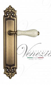 Дверная ручка на планке Venezia Colosseo PASS проходная PL96 (мат. бронза с белой керамикой паутинка); ?>