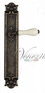 Дверная ручка на планке Venezia Colosseo PASS проходная PL97 (ант. бронза с белой керамикой паутинка); ?>