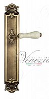 Дверная ручка на планке Venezia Colosseo PASS проходная PL97 (мат. бронза с белой керамикой паутинка)