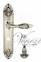Дверная ручка на планке Venezia Casanova WC-4 сантехническая PL90 (натур. серебро + чернение)