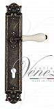 Дверная ручка на планке Venezia Colosseo CYL под цилиндр PL97 (ант. бронза с белой керамикой паутинка)