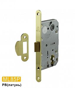 Врезной замок MSM ML85P SB под цилиндр. механизм (матовое золото) с пластиковой бесшумной защелкой; ?>