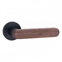 Дверная ручка на круглой розетке GRIFFIX 103 R START WOOD BL/W BL (черный/орех)