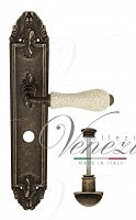 Дверная ручка на планке Venezia Colosseo WC сантехническая PL90 (ант. бронза с белой керамикой паутинка)