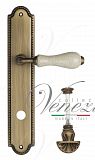 Дверная ручка на планке Venezia Colosseo WC-4 сантехническая PL98 (мат. бронза с белой керамикой паутинка)