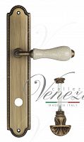 Дверная ручка на планке Venezia Colosseo WC-4 сантехническая PL98 (мат. бронза с белой керамикой паутинка)