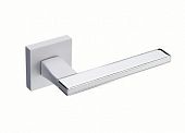 Дверная ручка Fantom на квадратной розетке Ирма FE 104-50 MWH/CP (матовый белый/хром блестящий)