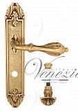 Дверная ручка на планке Venezia Anafesto WC-4 сантехническая PL90 (французское золото + коричневый)