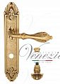Дверная ручка на планке Venezia Anafesto WC-4 сантехническая PL90 (французское золото + коричневый)