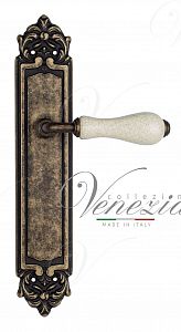 Дверная ручка на планке Venezia Colosseo PASS проходная PL96 (ант. бронза с белой керамикой паутинка); ?>