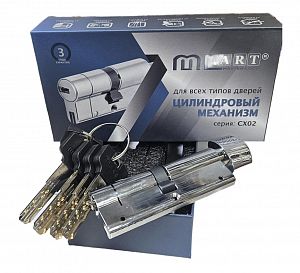 Цилиндровый механизм ML-art 90мм CX-02 (45/45В) ключ/вертушка 5 кл. CP (хром); ?>