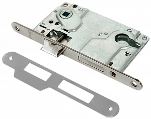 Врезной замок RENZ LBB 8550-2/1 (50х85мм) под цилиндр SN (никель матовый); ?>
