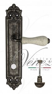 Дверная ручка на планке Venezia Colosseo WC сантехническая PL96 (ант. серебро с белой керамикой паутинка); ?>