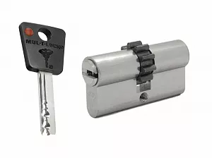 Цилиндровый механизм Mul-T-Lock 7х7 ШЕСТЕРЕНКА 71мм (38х33) ключ/ключ (никель); ?>