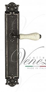 Дверная ручка на планке Venezia Colosseo PASS проходная PL97 (ант. серебро с белой керамикой паутинка); ?>