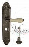 Дверная ручка на планке Venezia Colosseo WC сантехническая PL90 (ант. серебро с белой керамикой паутинка)