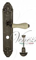 Дверная ручка на планке Venezia Colosseo WC сантехническая PL90 (ант. серебро с белой керамикой паутинка)