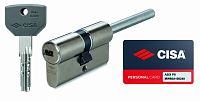 Цилиндровый механизм Cisa ASIX P8 75мм (45/30Т) ключ/шток (никель)