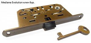 Врезной замок AGB Mediana Evolution под ключ буратино (красная бронза) без ответной планки; ?>
