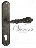 Дверная ручка на планке Venezia Monte Cristo CYL под цилиндр PL02 (ант. серебро)
