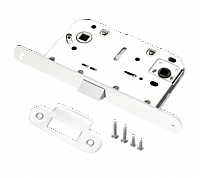 Врезной замок RENZ LB 96 PL White сантехнический (белый) с пластиковой бесшумной защелкой