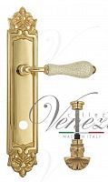 Дверная ручка на планке Venezia Colosseo WC-4 сантехническая PL96 (полир. латунь с белой керамикой паутинка)
