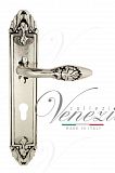 Дверная ручка на планке Venezia Casanova CYL под цилиндр PL90 (натур. серебро + чернение)