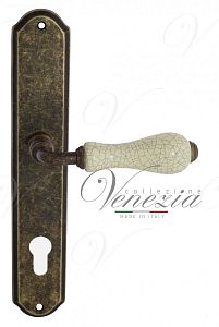 Дверная ручка на планке Venezia Colosseo CYL под цилиндр PL02 (ант. бронза с белой керамикой паутинка); ?>