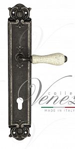 Дверная ручка на планке Venezia Colosseo CYL под цилиндр PL97 (ант. серебро с белой керамикой паутинка); ?>
