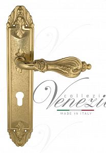Дверная ручка на планке Venezia Florence CYL под цилиндр PL90 (полир. латунь); ?>