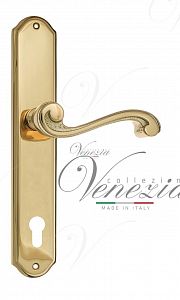 Дверная ручка на планке Venezia Vivaldi CYL под цилиндр PL02 (полир. латунь); ?>
