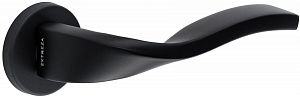 Дверная ручка Extreza Hi-Tech Slim PERLA 114 R12 круглое основание F22 (черный матовый); ?>