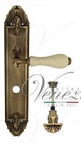 Дверная ручка на планке Venezia Colosseo WC-4 сантехническая PL90 (мат. бронза с белой керамикой паутинка)