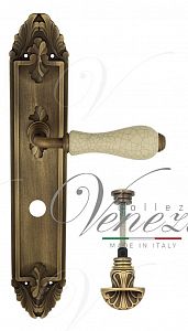 Дверная ручка на планке Venezia Colosseo WC-4 сантехническая PL90 (мат. бронза с белой керамикой паутинка); ?>